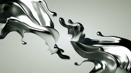 Silver splash. 3d illustration, 3d rendering. - obrazy, fototapety, plakaty