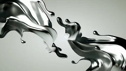 Fotobehang Silver splash. 3d illustration, 3d rendering. © Pierell
