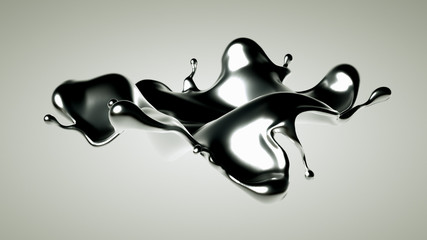 Silver splash. 3d illustration, 3d rendering. - 269220626
