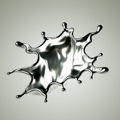 Silver splash. 3d illustration, 3d rendering.
