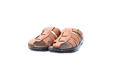 Leather sandals on isolated white