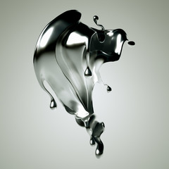 Silver splash. 3d illustration, 3d rendering.