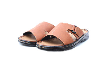 Leather sandals on isolated white