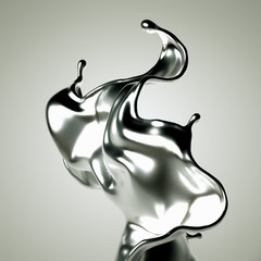Silver splash. 3d illustration, 3d rendering.