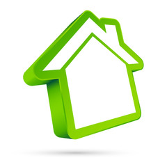 Haus Icon 3D Grün/Weiß