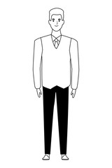 man avatar cartoon character in black and white vector illustration
