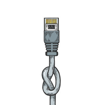 ethernet cable tied knot gray clip art preview