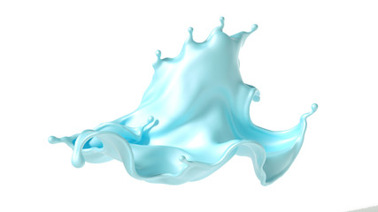 Beautiful turquoise paint splash. 3d illustration, 3d rendering.