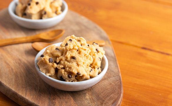 a serving of homemade cookie dough top view.