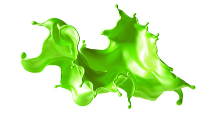 Fototapeta premium Beautiful green paint splash. 3d illustration, 3d rendering.
