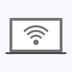 Wifi technology icon with laptop on white background