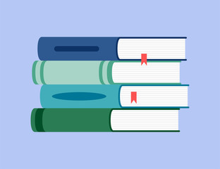 Fototapeta premium Book flat design style on blue background, education vector illustration