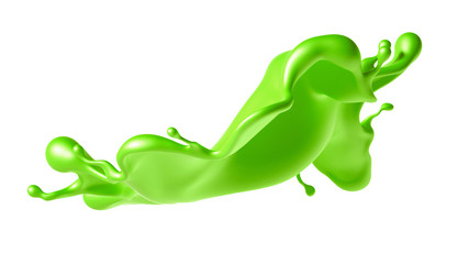 Beautiful green paint splash. 3d illustration, 3d rendering.