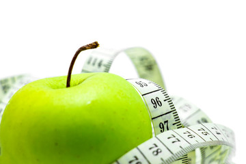 Centimeter with green apple