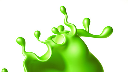 Beautiful green paint splash. 3d illustration, 3d rendering.