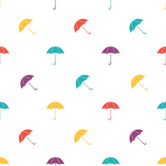 Seamless pattern with umbrella on white background, vector illustration