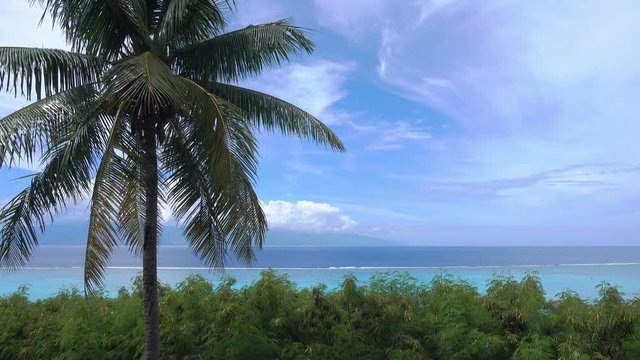 Moorea reef and lagoon with Tahiti in background, French Polynesia
