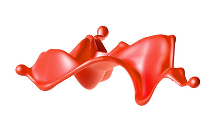 Beautiful red paint splash. 3d illustration, 3d rendering.