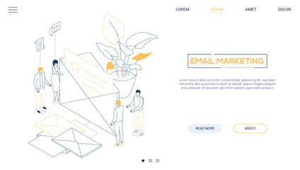 Obraz premium Email marketing - line design style isometric web banner