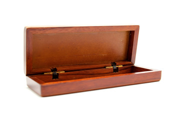 Wooden box brown on a white background