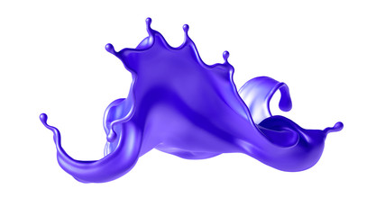 Beautiful purple paint splash. 3d illustration, 3d rendering.