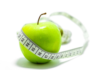 Centimeter with green apple