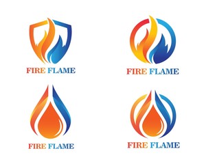 Fire flame Logo Template vector icon Oil, gas and energy logo © sangidan