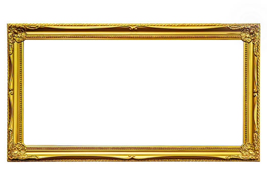 golden panorama frame isolated on white background