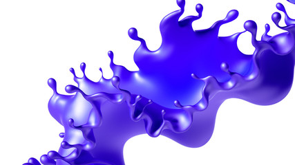 Beautiful purple paint splash. 3d illustration, 3d rendering.