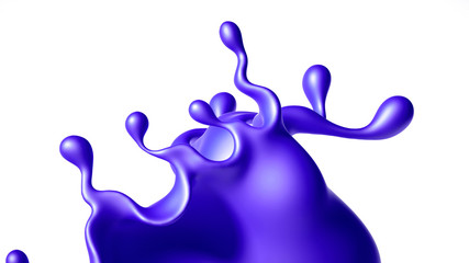 Beautiful purple paint splash. 3d illustration, 3d rendering.