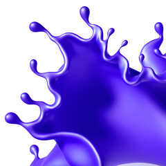 Beautiful purple paint splash. 3d illustration, 3d rendering.