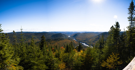 Panoramic view of the mountains in the national parc of Jacques Cartier, Quebec, Canada
