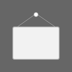 white placard with wooden frame hanged on white. vector