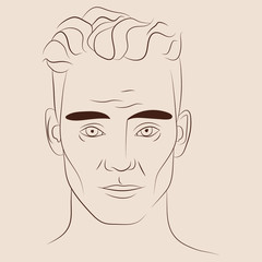 Hand drawn portrait of handsome man. Vector illustration