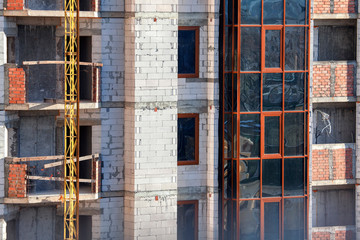 building site with modern house under construction