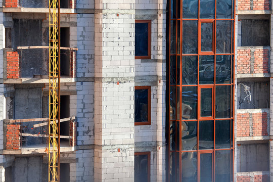 building site with modern house under construction