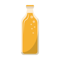 Orange juice glass bottle isolated