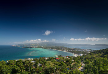 view of tropical boracay island landscape and coast in philippines