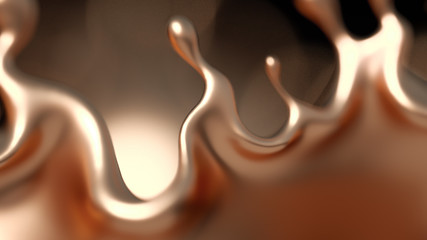 Elegant, luxury splash of gold liquid. 3d illustration, 3d rendering.