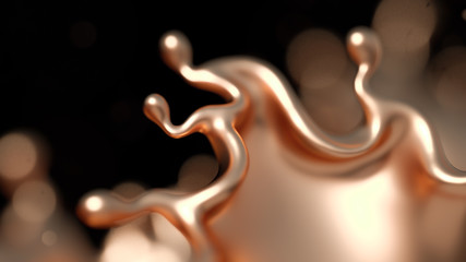 Elegant, luxury splash of gold liquid. 3d illustration, 3d rendering.