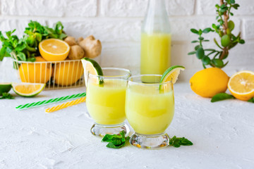 Ginger Mint Lemonade with Lime
