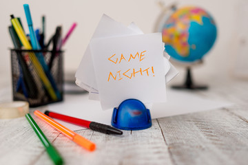 Text sign showing Game Night. Business photo showcasing usually its called on adult play dates like...