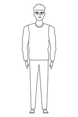 man avatar cartoon character in black and white vector illustration