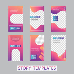 Vector illustration stories template set with liquid abstract modern gradient background for banner sale, presentation, flyer, poster, invitation. modern stories template design.