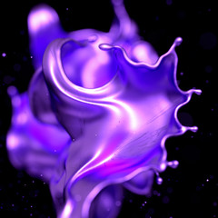 Elegant, luxury splash of gold liquid. 3d illustration, 3d rendering.