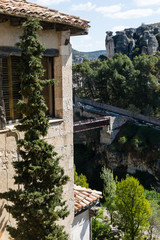 Panoramic views of the historic center of Cuena and its hanging houses