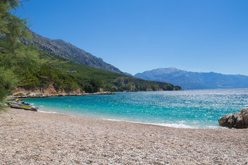 Fototapeta na wymiar Beautiful Adriatic beach, Dalmatia, Omis riviera, Croatia