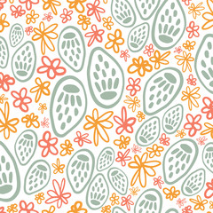 Green potpourri seed head seamless pattern. Great for modern spring and children product design, fabric, wallpaper, backgrounds, invitations, packaging design projects. Surface pattern design.