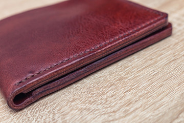 Handmade leather bifold wallet purse pouch natural full-grain leather