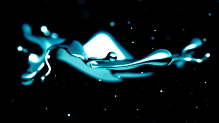 Elegant, luxury splash of gold liquid. 3d illustration, 3d rendering.